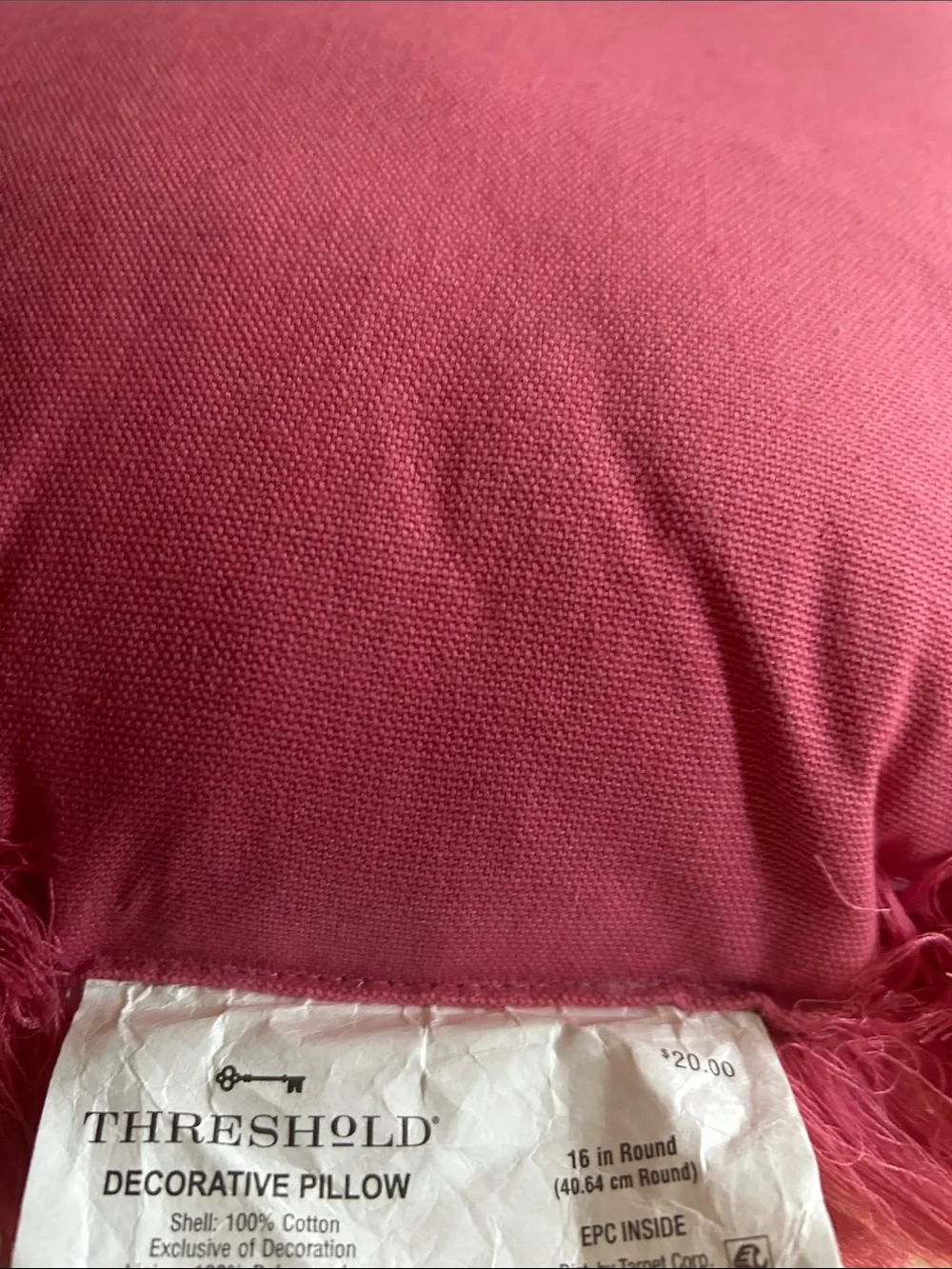Threshold 16” Round Velvet Fringe Accent Pillow - Rose Pink